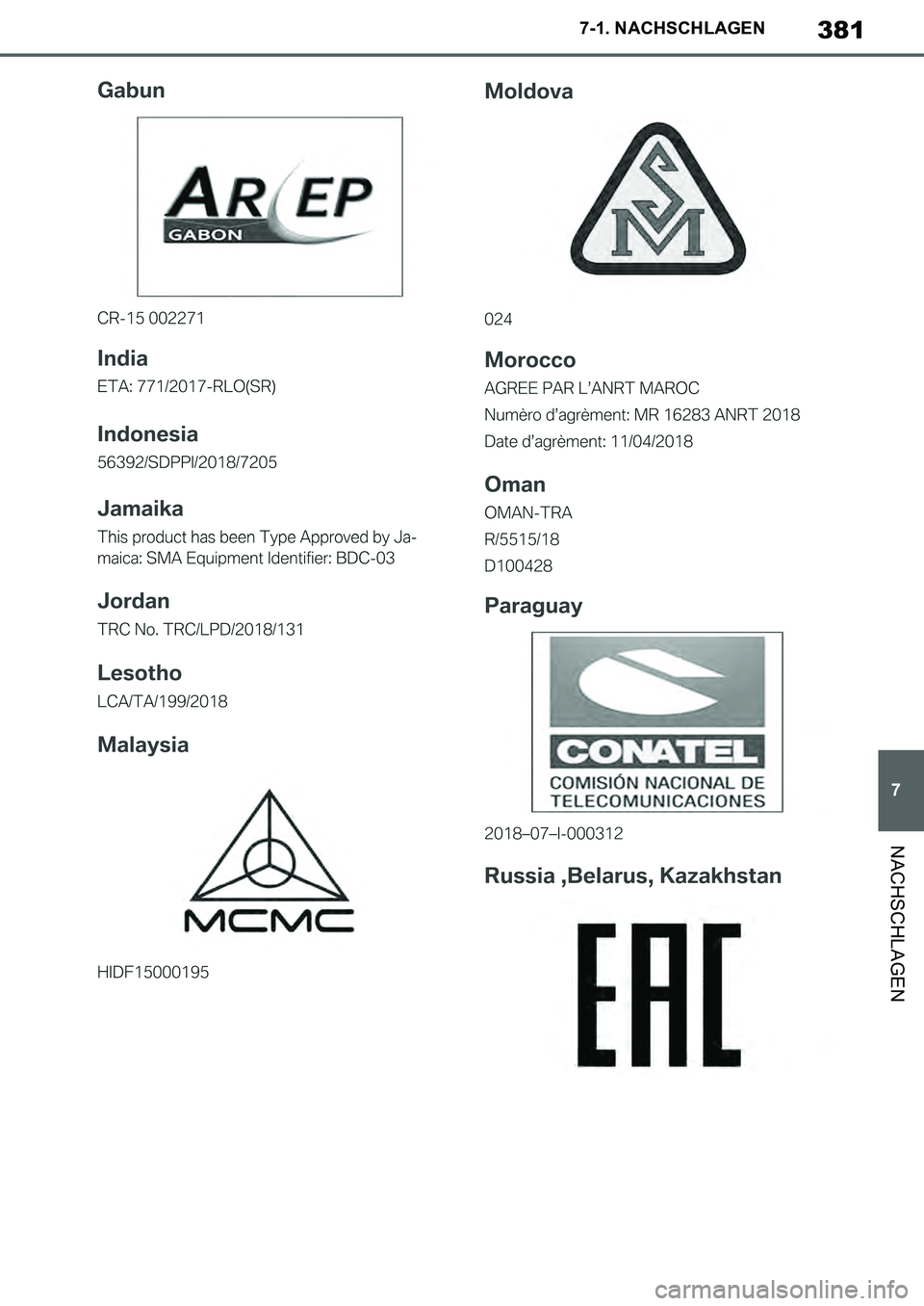 TOYOTA SUPRA 2020  Betriebsanleitungen (in German) 381
7
Supra Owners Manual_EM
7-1. NACHSCHLAGEN
NACHSCHLAGEN
Supra_OM_German_OM99V76M.book  381 ページ  ２０１９年８月２８日　水曜日　午後４時１４分 