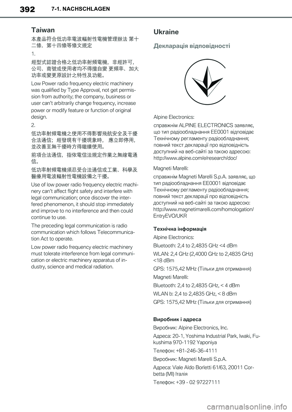 TOYOTA SUPRA 2020  Betriebsanleitungen (in German) 392
Supra Owners Manual_EM
7-1. NACHSCHLAGEN
Supra_OM_German_OM99V76M.book  392 ページ  ２０１９年８月２８日　水曜日　午後４時１４分 