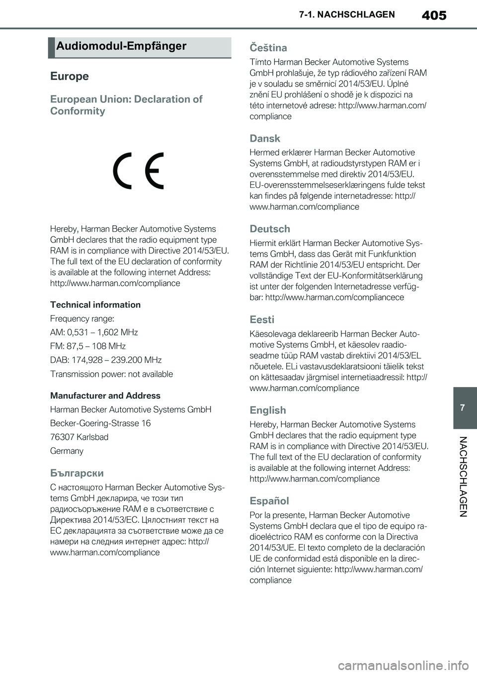 TOYOTA SUPRA 2020  Betriebsanleitungen (in German) 405
7
Supra Owners Manual_EM
7-1. NACHSCHLAGEN
NACHSCHLAGEN
Audiomodul-Empfänger
Supra_OM_German_OM99V76M.book  405 ページ  ２０１９年８月２８日　水曜日　午後４時１４分 