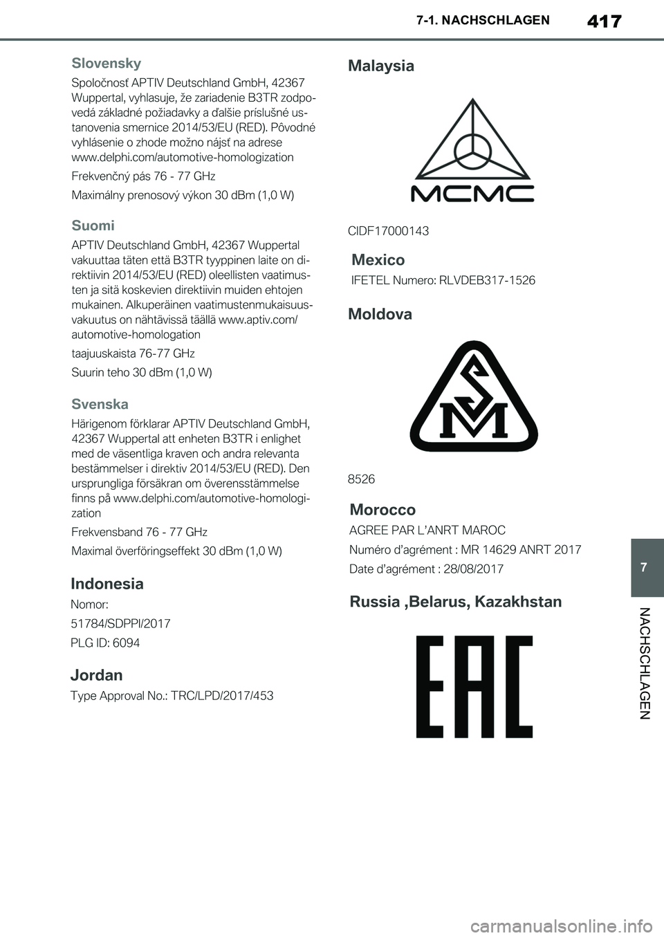 TOYOTA SUPRA 2020  Betriebsanleitungen (in German) 417
7
Supra Owners Manual_EM
7-1. NACHSCHLAGEN
NACHSCHLAGEN
Supra_OM_German_OM99V76M.book  417 ページ  ２０１９年８月２８日　水曜日　午後４時１４分 