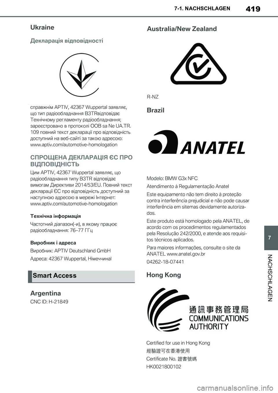 TOYOTA SUPRA 2020  Betriebsanleitungen (in German) 419
7
Supra Owners Manual_EM
7-1. NACHSCHLAGEN
NACHSCHLAGEN
Smart Access
Supra_OM_German_OM99V76M.book  419 ページ  ２０１９年８月２８日　水曜日　午後４時１４分 