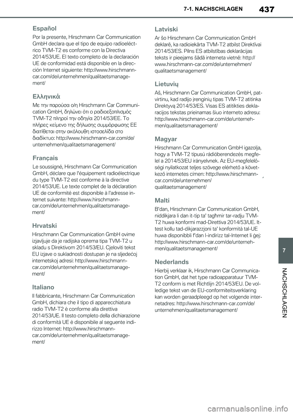 TOYOTA SUPRA 2020  Betriebsanleitungen (in German) 437
7
Supra Owners Manual_EM
7-1. NACHSCHLAGEN
NACHSCHLAGEN
Supra_OM_German_OM99V76M.book  437 ページ  ２０１９年８月２８日　水曜日　午後４時１４分 