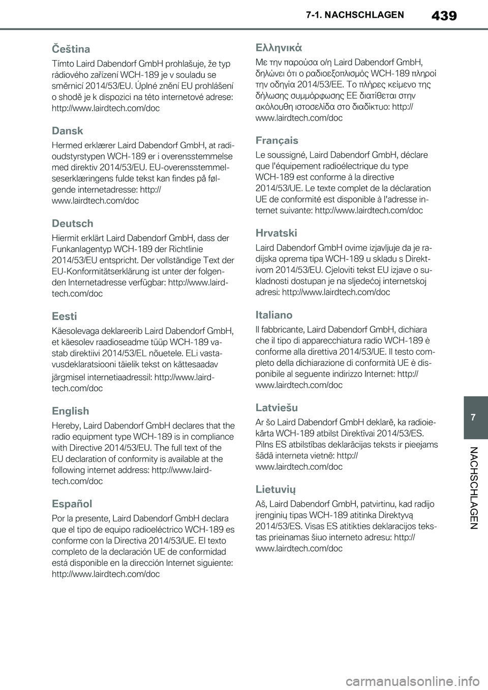 TOYOTA SUPRA 2020  Betriebsanleitungen (in German) 439
7
Supra Owners Manual_EM
7-1. NACHSCHLAGEN
NACHSCHLAGEN
Supra_OM_German_OM99V76M.book  439 ページ  ２０１９年８月２８日　水曜日　午後４時１４分 