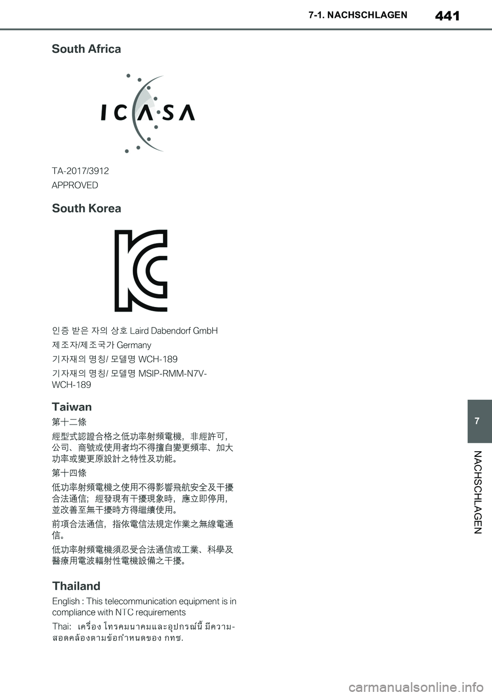 TOYOTA SUPRA 2020  Betriebsanleitungen (in German) 441
7
Supra Owners Manual_EM
7-1. NACHSCHLAGEN
NACHSCHLAGEN
Supra_OM_German_OM99V76M.book  441 ページ  ２０１９年８月２８日　水曜日　午後４時１４分 
