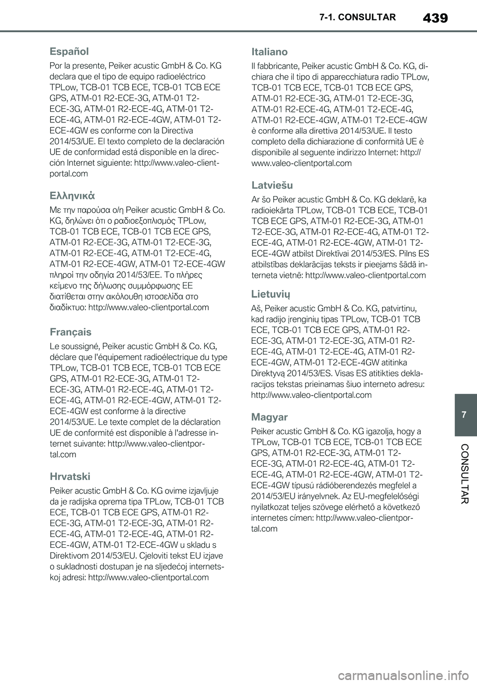 TOYOTA SUPRA 2020  Manuale de Empleo (in Spanish) 439
7
Supra Owners Manual_ES
7-1. CONSULTAR
CONSULTAR
Supra_OM_Spanish_OM99V77S.book  439 ページ  ２０１９年８月１６日　金曜日　午後３時３３分 
