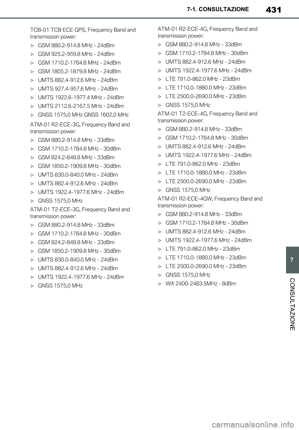 TOYOTA SUPRA 2020  Manuale duso (in Italian) 431
7
Supra Owners Manual_EL
7-1. CONSULTAZIONE
CONSULTAZIONE
Supra_OM_Italian_OM99V78L.book  431 ページ  ２０１９年８月２１日　水曜日　午前１０時４５分 