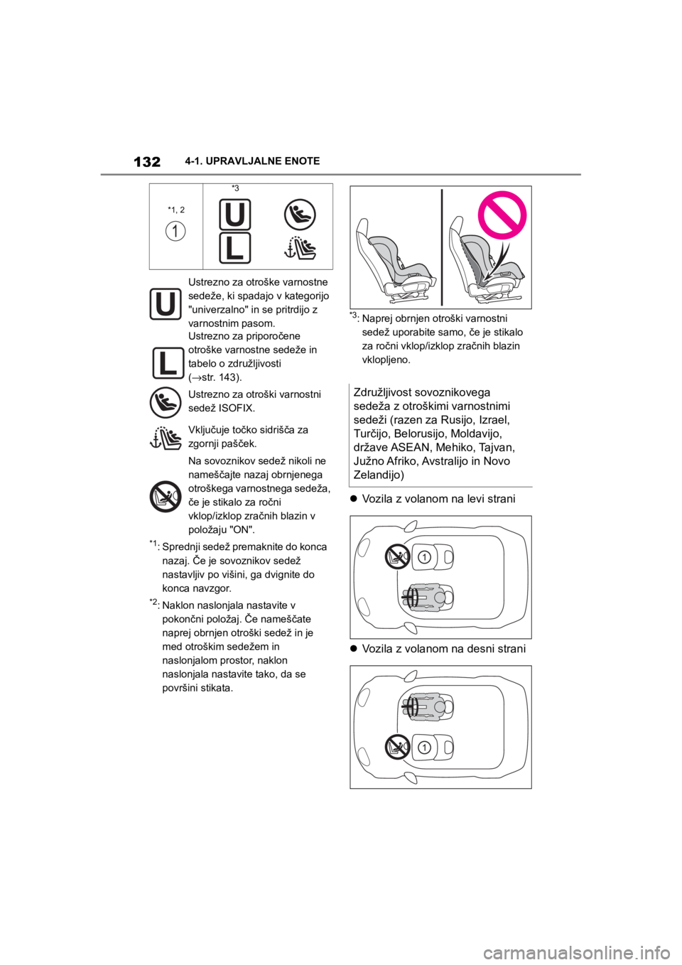 TOYOTA SUPRA 2020 Navodila Za Uporabo (in Slovenian) 132
Supra Owners Manual4-1. UPRAVLJALNE ENOTE
*1: Sprednji sedež premaknite do konca
nazaj. Če je sovoznikov sedež
nastavljiv po višini, ga dvignite do
konca navzgor.
*2: Naklon naslonjala nas TOYOTA SUPRA 2020 Navodila Za Uporabo (in Slovenian) 132
Supra Owners Manual4-1. UPRAVLJALNE ENOTE
*1: Sprednji sedež premaknite do konca
nazaj. Če je sovoznikov sedež
nastavljiv po višini, ga dvignite do
konca navzgor.
*2: Naklon naslonjala nas