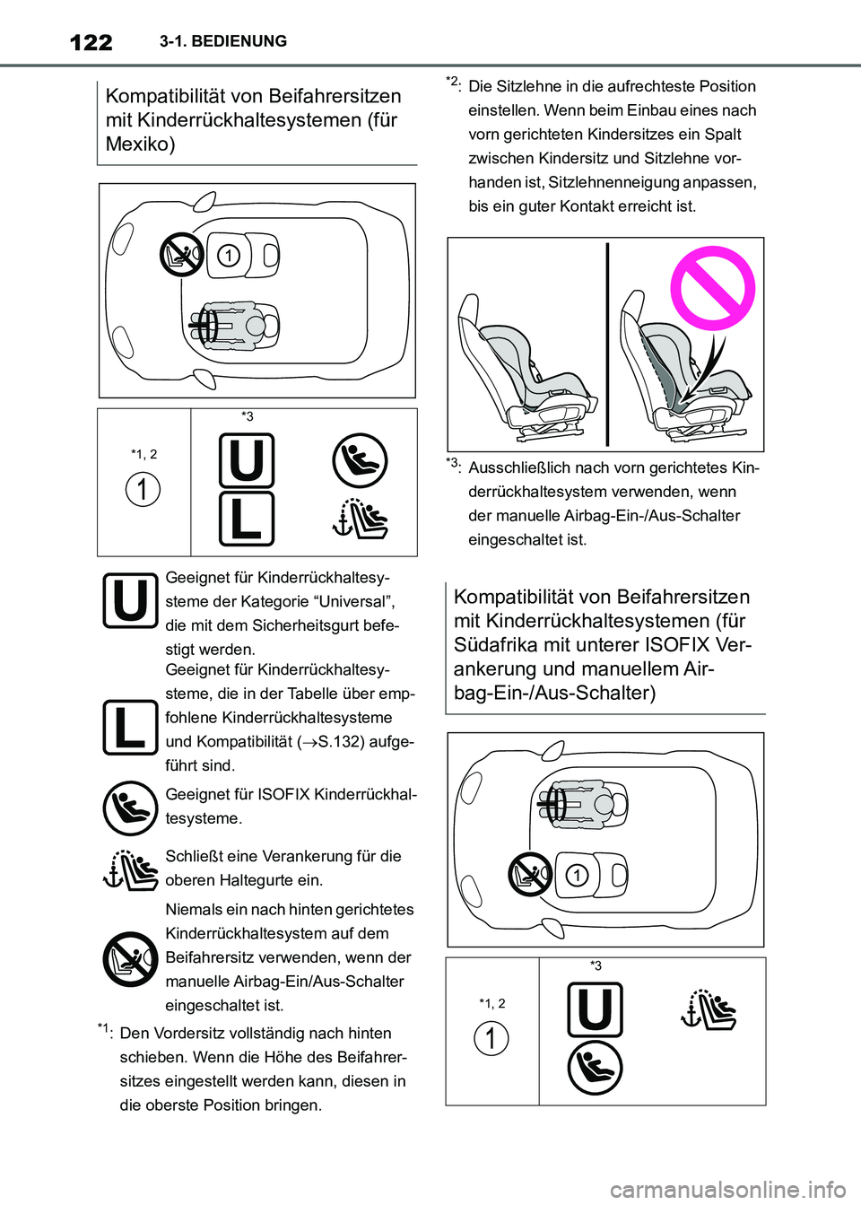 TOYOTA SUPRA 2021  Betriebsanleitungen (in German) 1223-1. BEDIENUNG
Supra Owners Manual_M (from Nov. 20 Prod.)
*1: Den Vordersitz vollständig nach hinten 
schieben. Wenn die Höhe des Beifahrer-
sitzes eingestellt werden kann, diesen in 
die obers