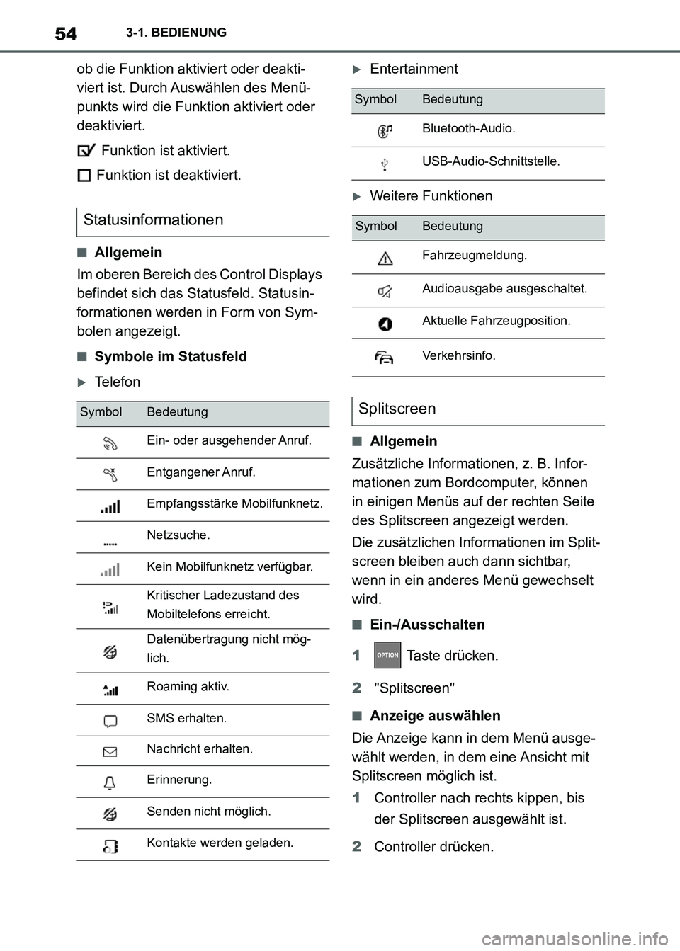TOYOTA SUPRA 2021  Betriebsanleitungen (in German) 543-1. BEDIENUNG
Supra Owners Manual_M (from Nov. 20 Prod.)ob die Funktion aktiviert oder deakti-
viert ist. Durch Auswählen des Menü-
punkts wird die Funktion aktiviert oder 
deaktiviert.
 Funkti