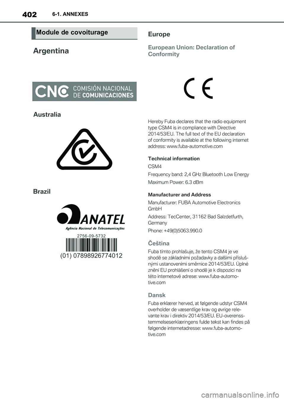 TOYOTA SUPRA 2021  Notices Demploi (in French) 4026-1. ANNEXES
Supra Owners Manual_K (from Nov. 20 Prod.)
Module de covoiturage
Supra_OM_French_OM99X78K.book  402 ページ  ２０２０年８月２６日　水曜日　午前１１時５９分 