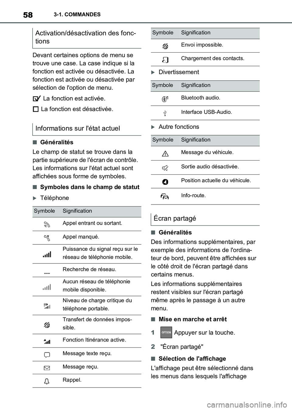 TOYOTA SUPRA 2021 Notices Demploi (in French) 583-1. COMMANDES
Supra Owners Manual_K (from Nov. 20 Prod.)Devant certaines options de menu se
trouve une case. La case indique si la
fonction est activée ou désactivée. La
fonction est activ TOYOTA SUPRA 2021 Notices Demploi (in French) 583-1. COMMANDES
Supra Owners Manual_K (from Nov. 20 Prod.)Devant certaines options de menu se
trouve une case. La case indique si la
fonction est activée ou désactivée. La
fonction est activ