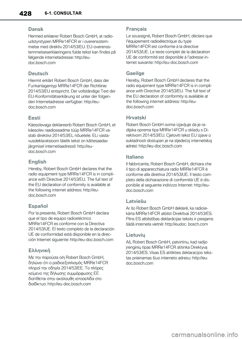 TOYOTA SUPRA 2021  Manuale de Empleo (in Spanish) 4286-1. CONSULTAR
Supra Owners Manual_S (from Nov. 20 Prod.)
Supra_OM_Spanish_OM99X80S.book  428 ページ  ２０２０年８月２６日　水曜日　午後１時３１分 
