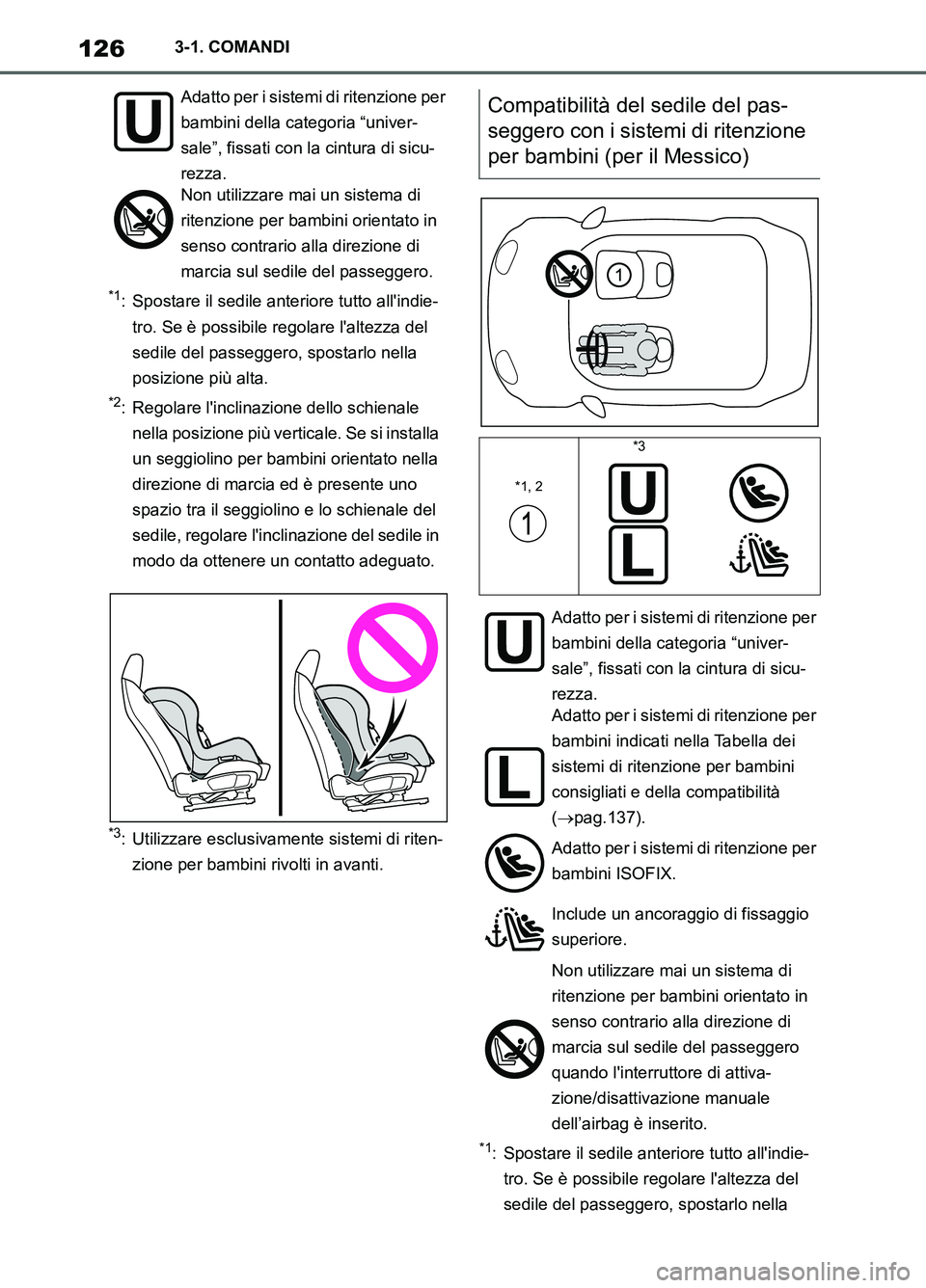TOYOTA SUPRA 2021 Manuale duso (in Italian) 1263-1. COMANDI
Supra Owners Manual_L (from Nov. 20 Prod.)
*1: Spostare il sedile anteriore tutto allindie-
tro. Se è possibile regolare laltezza del
sedile del passeggero, spostarlo nella
posi TOYOTA SUPRA 2021 Manuale duso (in Italian) 1263-1. COMANDI
Supra Owners Manual_L (from Nov. 20 Prod.)
*1: Spostare il sedile anteriore tutto allindie-
tro. Se è possibile regolare laltezza del
sedile del passeggero, spostarlo nella
posi