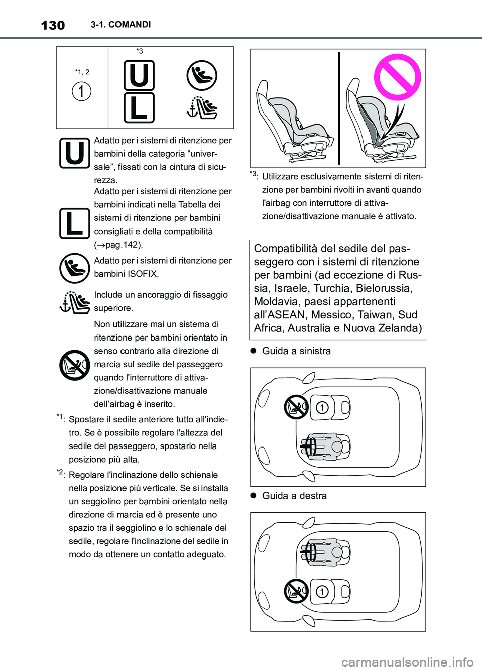 TOYOTA SUPRA 2021 Manuale duso (in Italian) 1303-1. COMANDI
Supra Owners Manual_L (from Nov. 20 Prod.)
*1: Spostare il sedile anteriore tutto allindie-
tro. Se è possibile regolare laltezza del
sedile del passeggero, spostarlo nella
posi TOYOTA SUPRA 2021 Manuale duso (in Italian) 1303-1. COMANDI
Supra Owners Manual_L (from Nov. 20 Prod.)
*1: Spostare il sedile anteriore tutto allindie-
tro. Se è possibile regolare laltezza del
sedile del passeggero, spostarlo nella
posi