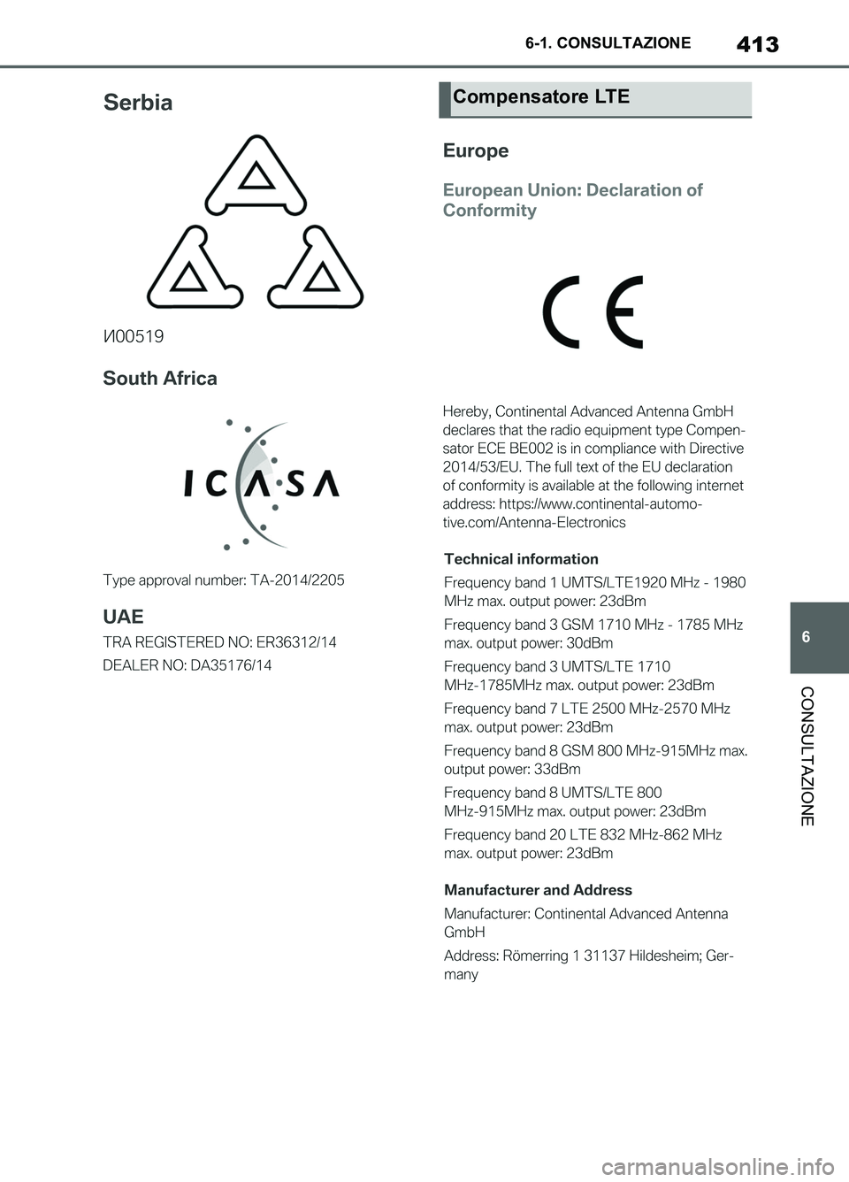 TOYOTA SUPRA 2021  Manuale duso (in Italian) 413
6 6-1. CONSULTAZIONE
CONSULTAZIONE
Supra Owners Manual_L (from Nov. 20 Prod.)
Compensatore LTE
Supra_OM_Italian_OM99X81L_1_2011.book  413 ページ  ２０２０年８月２８日　金曜日　