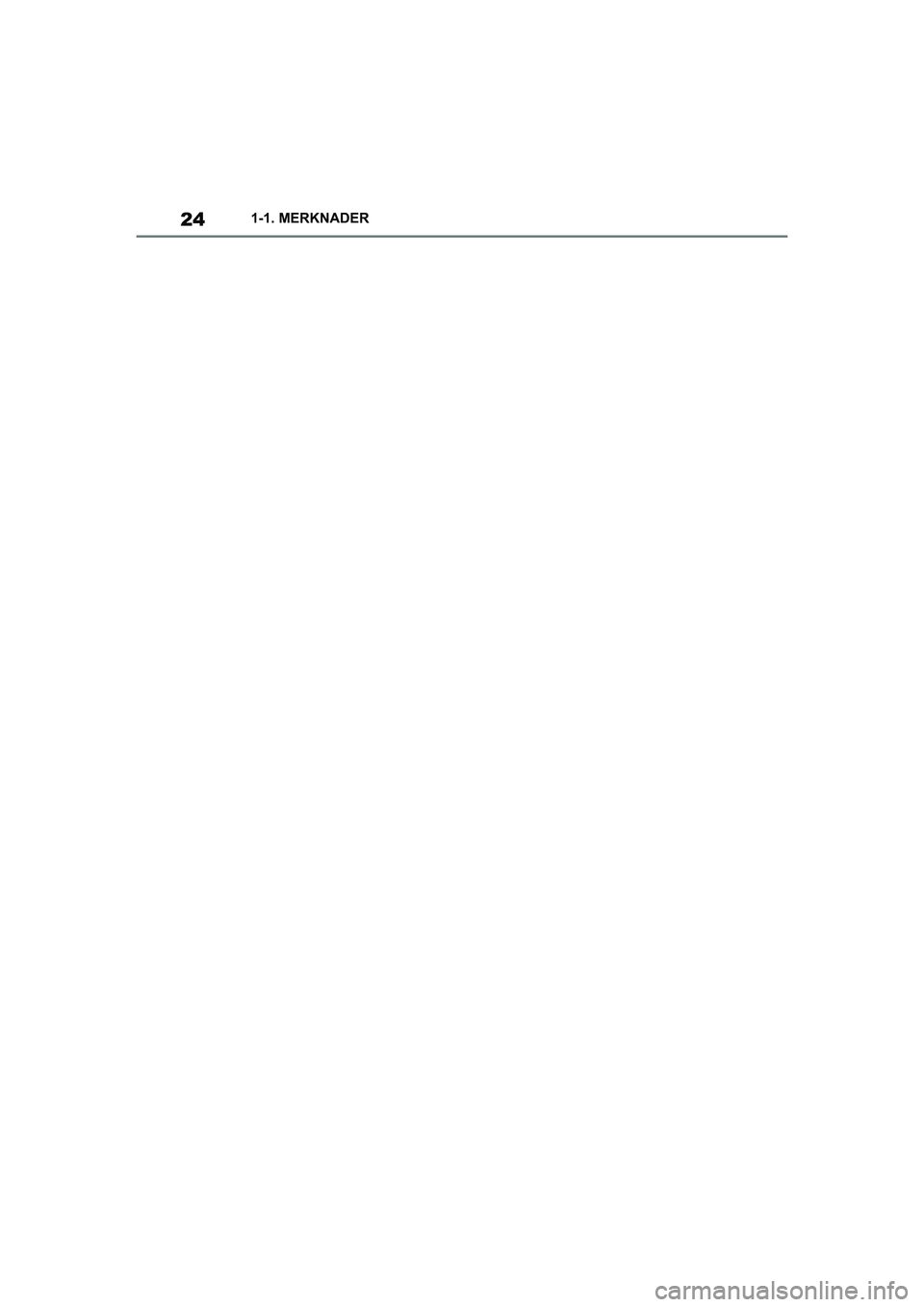 TOYOTA SUPRA 2021  Instruksjoner for bruk (in Norwegian) 241-1. MERKNADER
Supra Brukerhåndbok_N (fra nov. 20 Prod.)
OM99X77NO.book  Page 24  Tuesday, February 23, 2021  12:45 PM 