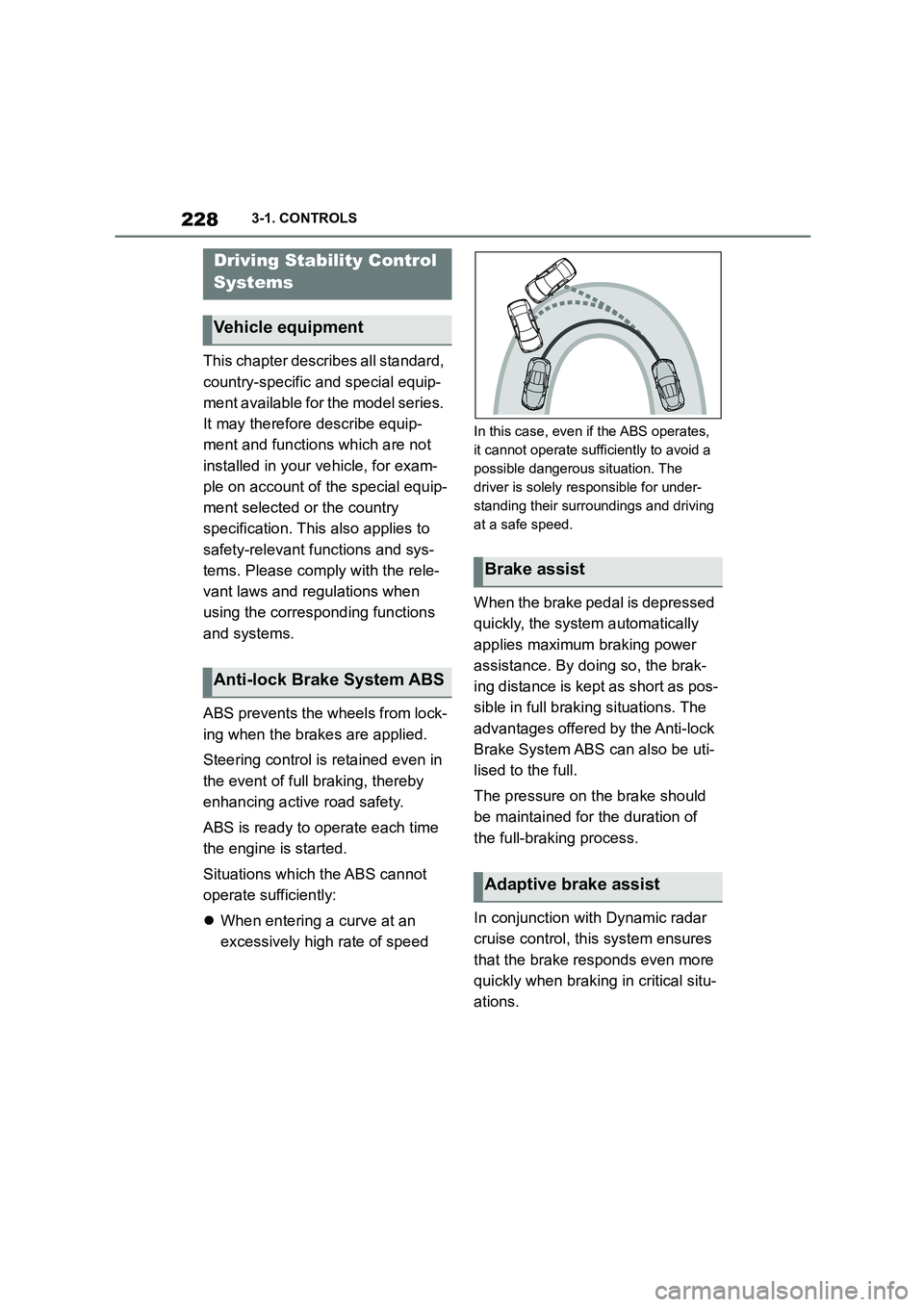TOYOTA SUPRA 2022  Owners Manual 2283-1. CONTROLS
This chapter describes all standard,  
country-specific and special equip-
ment available for the model series. 
It may therefore describe equip-
ment and functions which are not 
ins