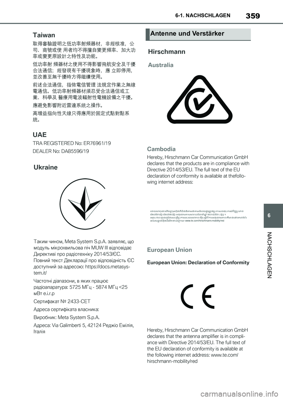 TOYOTA SUPRA 2022  Betriebsanleitungen (in German) 359
6 6-1. NACHSCHLAGEN
NACHSCHLAGEN
Antenne und Verstärker
Supra_OM_German_OM9A061M_1_2111.book  359 ページ  ２０２１年８月２７日　金曜日　午後８時５７分 