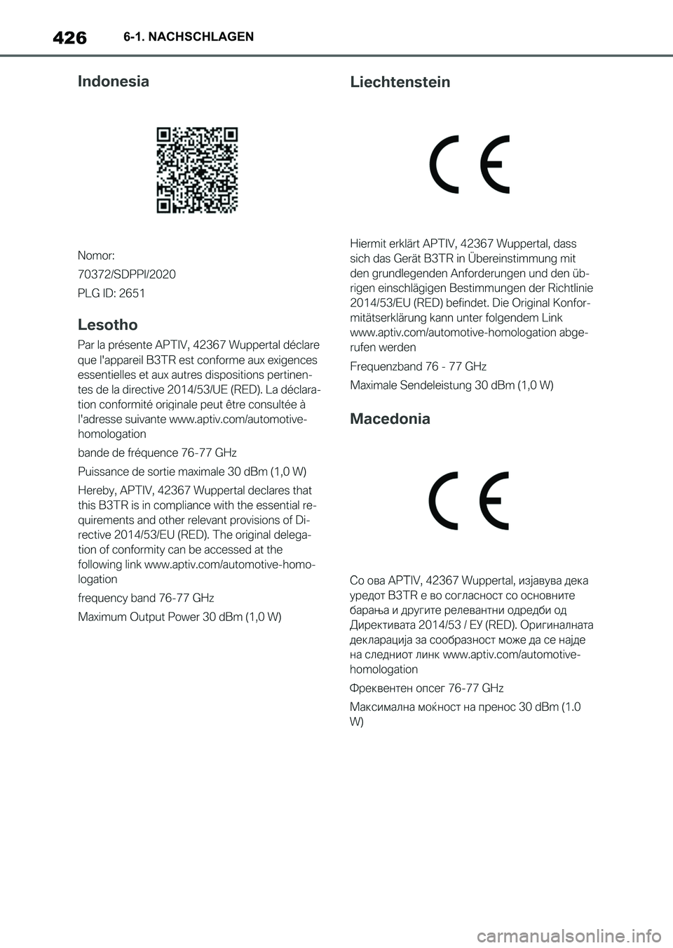 TOYOTA SUPRA 2022  Betriebsanleitungen (in German) 4266-1. NACHSCHLAGEN
Supra_OM_German_OM9A061M_1_2111.book  426 ページ  ２０２１年８月２７日　金曜日　午後８時５７分 