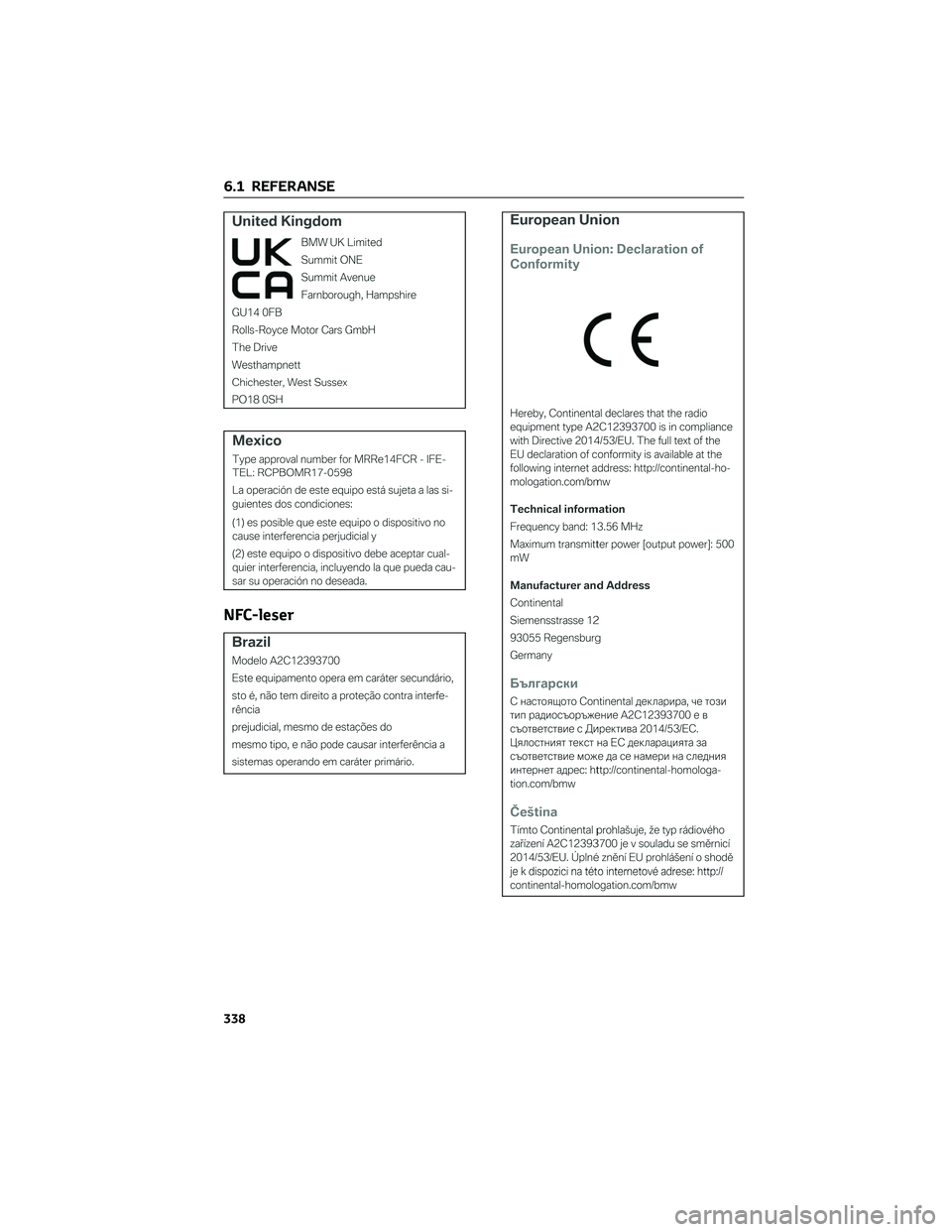 TOYOTA SUPRA 2022  Instruksjoner for bruk (in Norwegian) NFC-leser
6.1 REFERANSE
338 