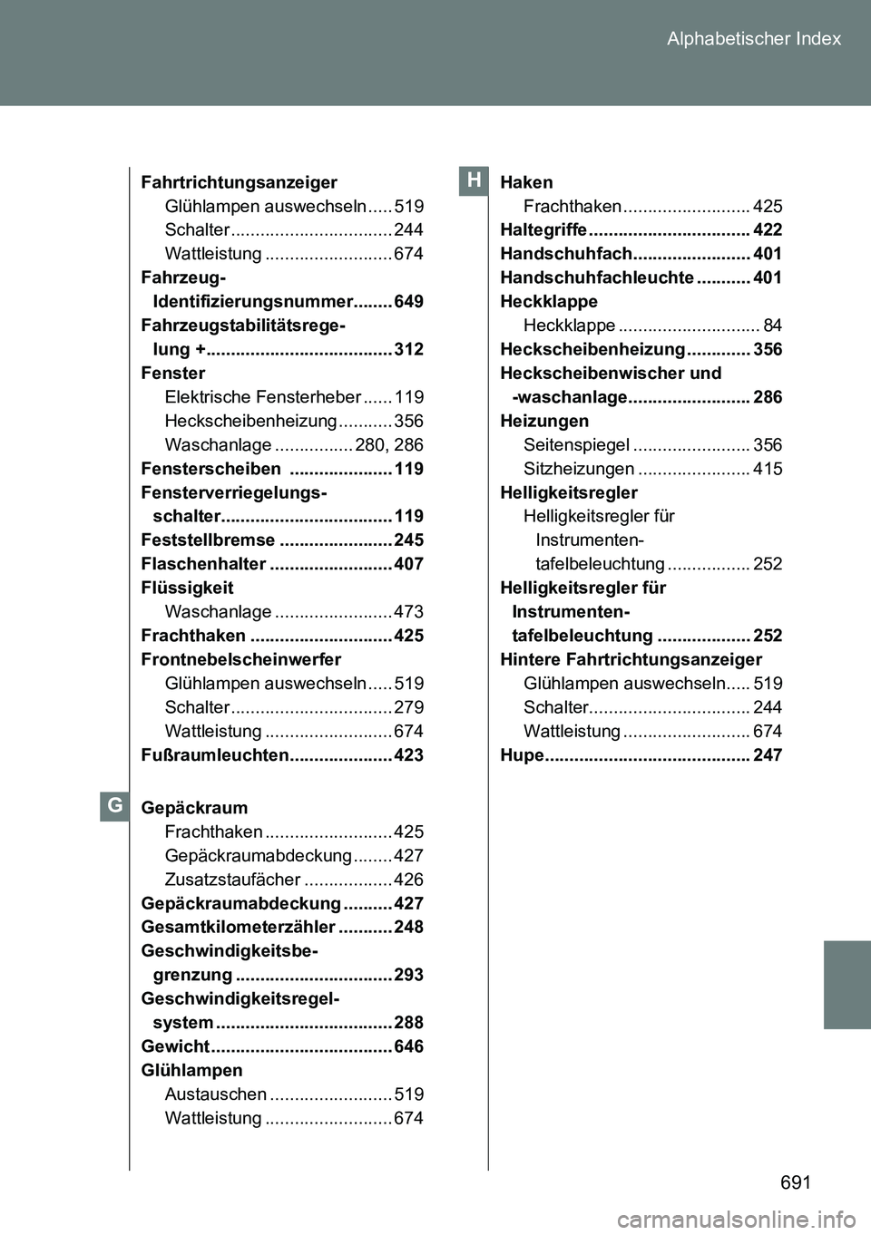 TOYOTA VERSO 2015 Betriebsanleitungen (in German) 691 Alphabetischer Index
Fahrtrichtungsanzeiger
Glühlampen auswechseln ..... 519
Schalter ................................. 244
Wattleistung .......................... 674
Fahrzeug-
Identifizierungsn TOYOTA VERSO 2015 Betriebsanleitungen (in German) 691 Alphabetischer Index
Fahrtrichtungsanzeiger
Glühlampen auswechseln ..... 519
Schalter ................................. 244
Wattleistung .......................... 674
Fahrzeug-
Identifizierungsn