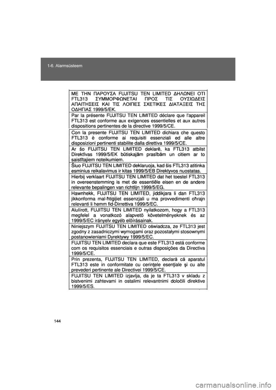 TOYOTA VERSO 2016  Kasutusjuhend (in Estonian) 
144
1-6. Alarmsüsteem
VERSO_EE_OM64590E
VERSO_OM_Europe_OM64590EE.book  Page 144  Sunday, April 10, 2016  5:07 PM 