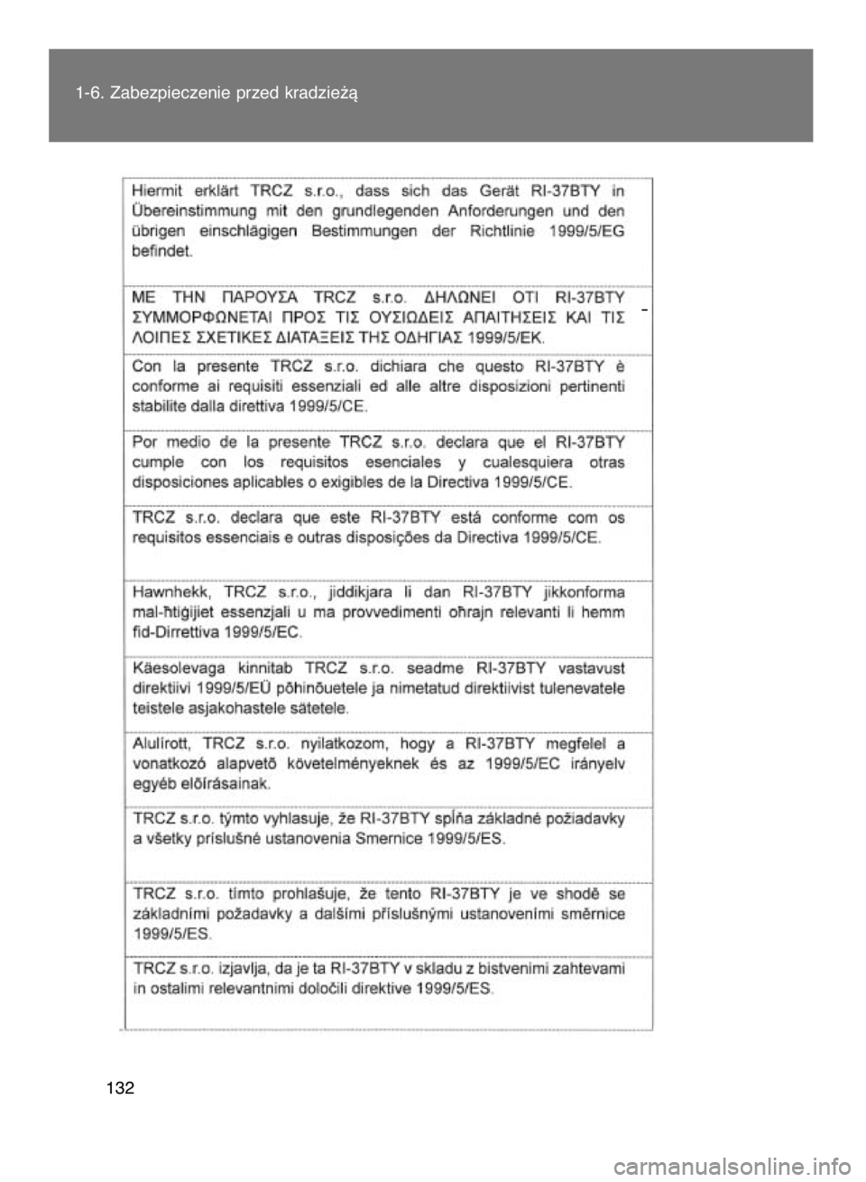 TOYOTA VERSO 2016  Instrukcja obsługi (in Polish) 1-6. Zabezpieczenie przed kradzie˝à
132
58 IO VERSO OM64590E  1/26/16  10:42 AM  Page 132    (Black plate) 
