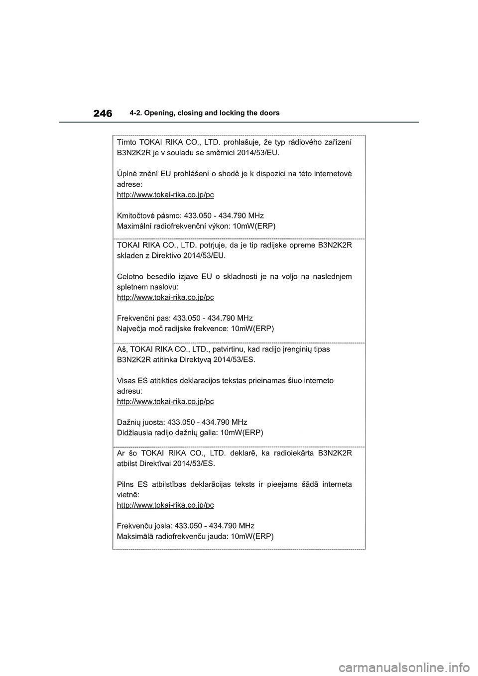 TOYOTA VERSO S 2011  Owners Manual 2464-2. Opening, closing and locking the doors 