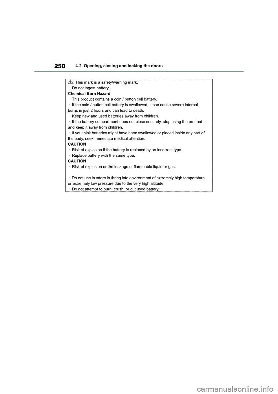 TOYOTA VERSO S 2011  Owners Manual 2504-2. Opening, closing and locking the doors 
