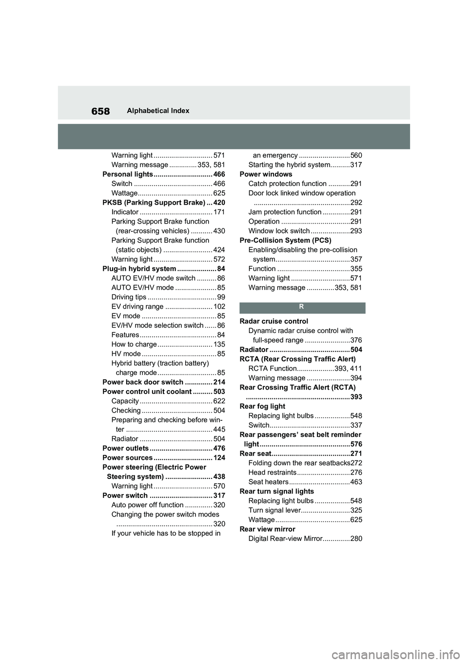 TOYOTA VERSO S 2011  Owners Manual 658Alphabetical Index
Warning light .............................. 571
Warning message .............. 353, 581
Personal lights .............................. 466
Switch ...............................