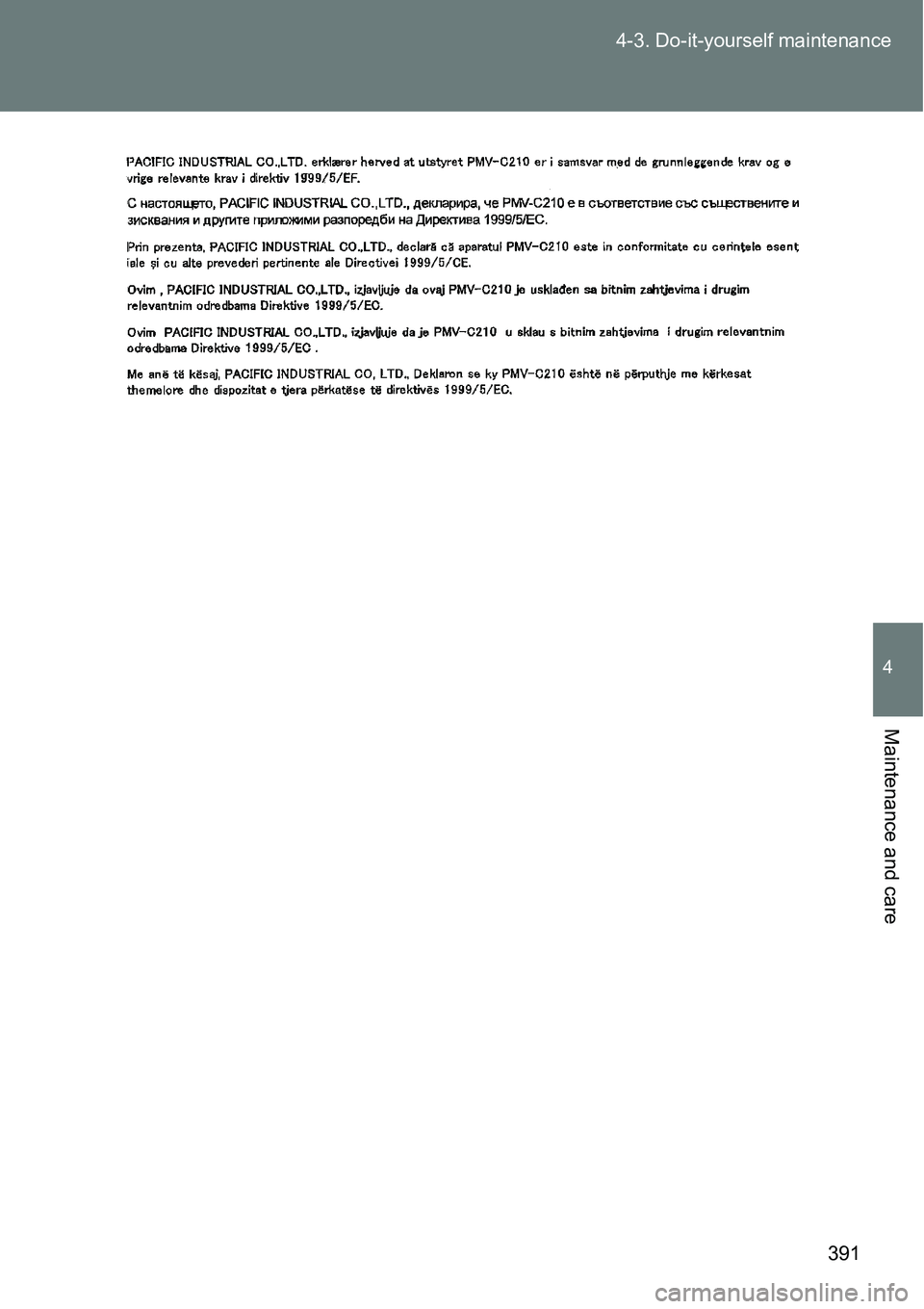 TOYOTA VERSO S 2015  Owners Manual 391 4-3. Do-it-yourself maintenance
4
Maintenance and care 
