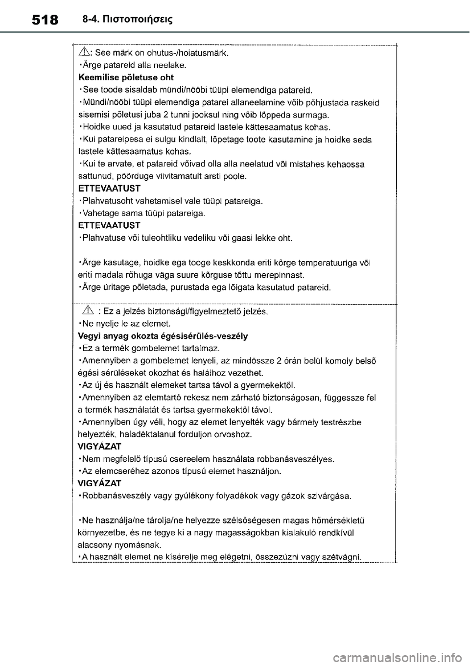 TOYOTA YARIS 2021  ΟΔΗΓΌΣ ΧΡΉΣΗΣ (in Greek) 5188-4. Πιστοποιήσεις 