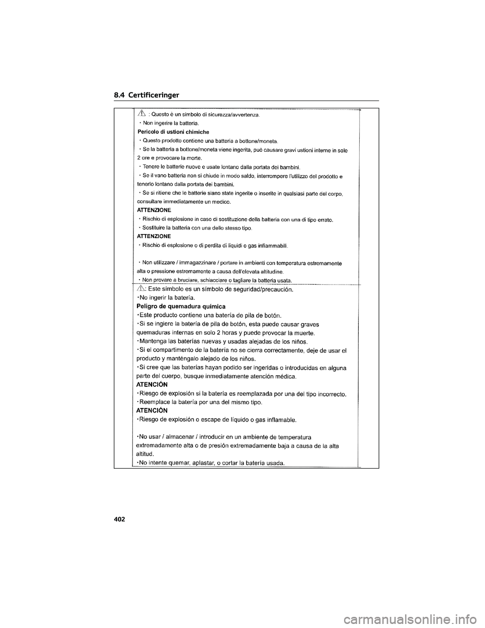 TOYOTA YARIS 2022  Brugsanvisning (in Danish) 8.4 Certificeringer
402 