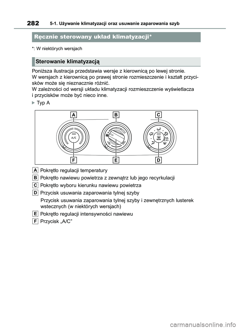 TOYOTA YARIS 2022  Instrukcja obsługi (in Polish) *: W niektórych wersjach
Poni˝sza ilustracja przedstawia wersje z kierownicà po lewej stronie.
W wersjach z kierownicà po prawej stronie rozmieszczenie i kszta∏t przyci-
sków mo˝e si´ nieznac