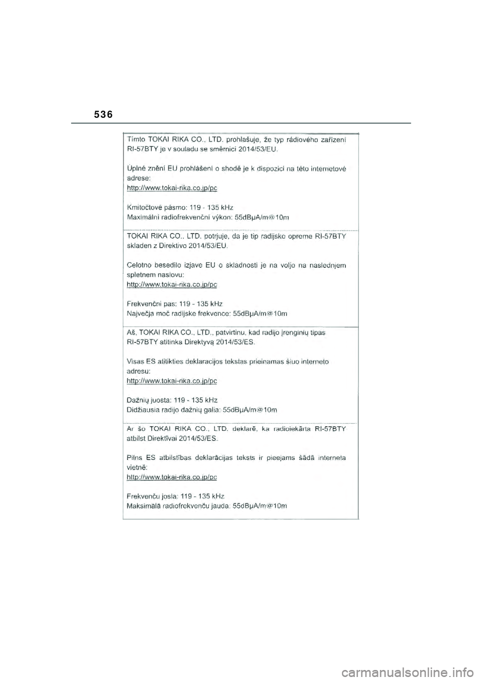 TOYOTA YARIS CROSS 2021  Kasutusjuhend (in Estonian) 536
YARIS CROSS Owners Manual_Europe_M52K60_EE
YARIS_CROSS_HV_OM_Europe_OM52K60EE.book  Page 536  Wednesday, July 7, 2021  8:20 AM 