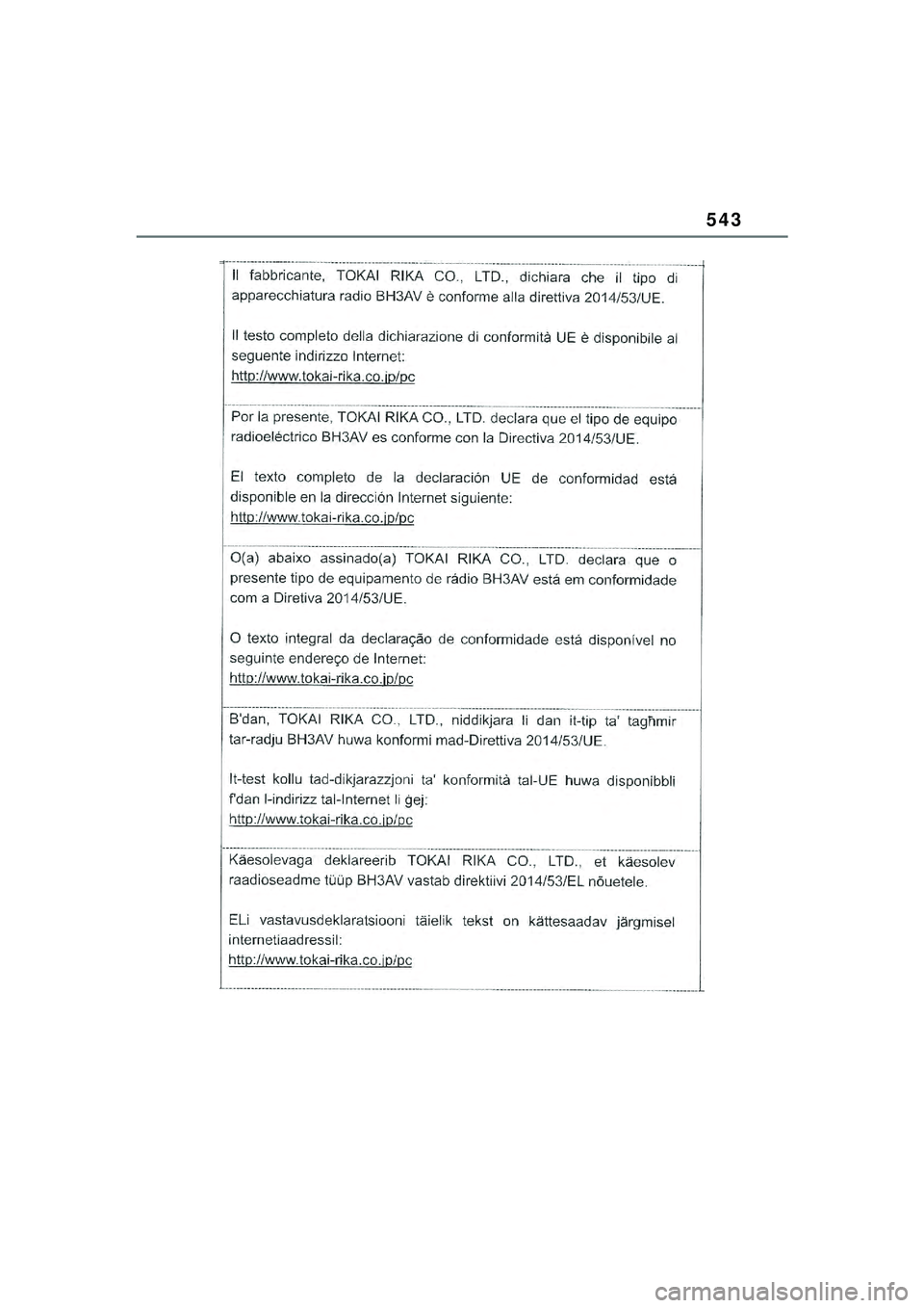 TOYOTA YARIS CROSS 2021  Kasutusjuhend (in Estonian) 543
YARIS CROSS Owners Manual_Europe_M52K60_EE
YARIS_CROSS_HV_OM_Europe_OM52K60EE.book  Page 543  Wednesday, July 7, 2021  8:20 AM 