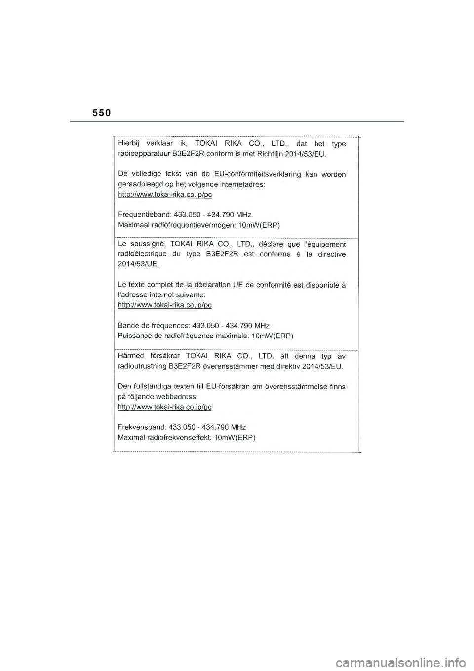 TOYOTA YARIS CROSS 2021  Kasutusjuhend (in Estonian) 550
YARIS CROSS Owners Manual_Europe_M52K60_EE
YARIS_CROSS_HV_OM_Europe_OM52K60EE.book  Page 550  Wednesday, July 7, 2021  8:20 AM 