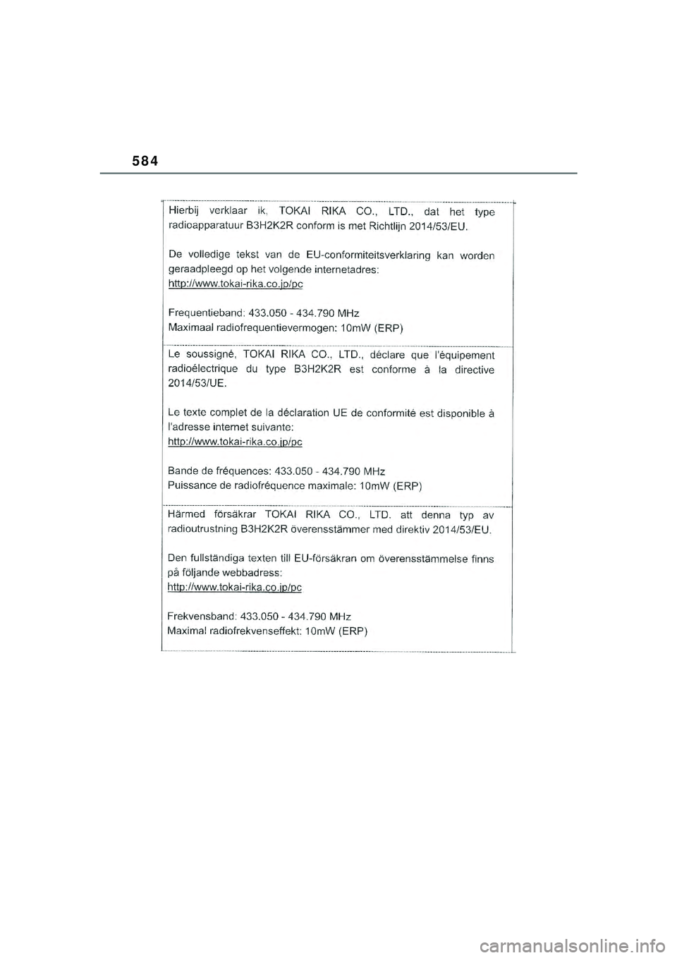 TOYOTA YARIS CROSS 2021  Kasutusjuhend (in Estonian) 584
YARIS CROSS Owners Manual_Europe_M52K60_EE
YARIS_CROSS_HV_OM_Europe_OM52K60EE.book  Page 584  Wednesday, July 7, 2021  8:20 AM 