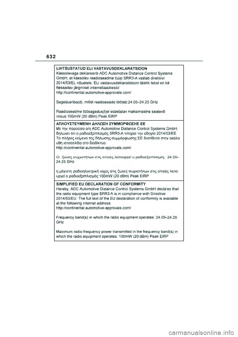 TOYOTA YARIS CROSS 2021  Kasutusjuhend (in Estonian) 632
YARIS CROSS Owners Manual_Europe_M52K60_EE
YARIS_CROSS_HV_OM_Europe_OM52K60EE.book  Page 632  Wednesday, July 7, 2021  8:20 AM 