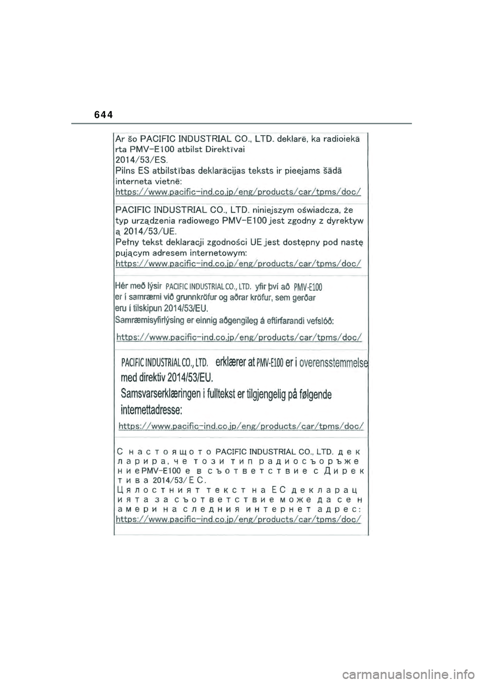TOYOTA YARIS CROSS 2021  Kasutusjuhend (in Estonian) 644
YARIS CROSS Owners Manual_Europe_M52K60_EE
YARIS_CROSS_HV_OM_Europe_OM52K60EE.book  Page 644  Wednesday, July 7, 2021  8:20 AM 