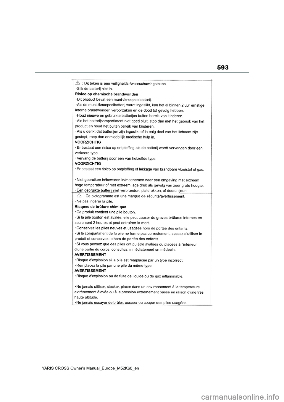 TOYOTA YARIS CROSS 2021  Owners Manual 593
YARIS CROSS Owner's Manual_Europe_M52K60_en 