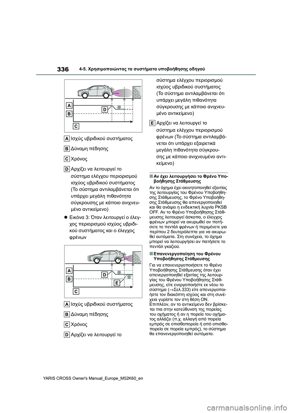 TOYOTA YARIS CROSS 2021  ΟΔΗΓΌΣ ΧΡΉΣΗΣ (in Greek) 336
YARIS CROSS Owners Manual_Europe_M52K60_en
4-5. Χρησιμοποιώντας τα συστήματα υποβοήθησης οδηγού
Ισχύς υβριδικού συστήματος
Δύ
