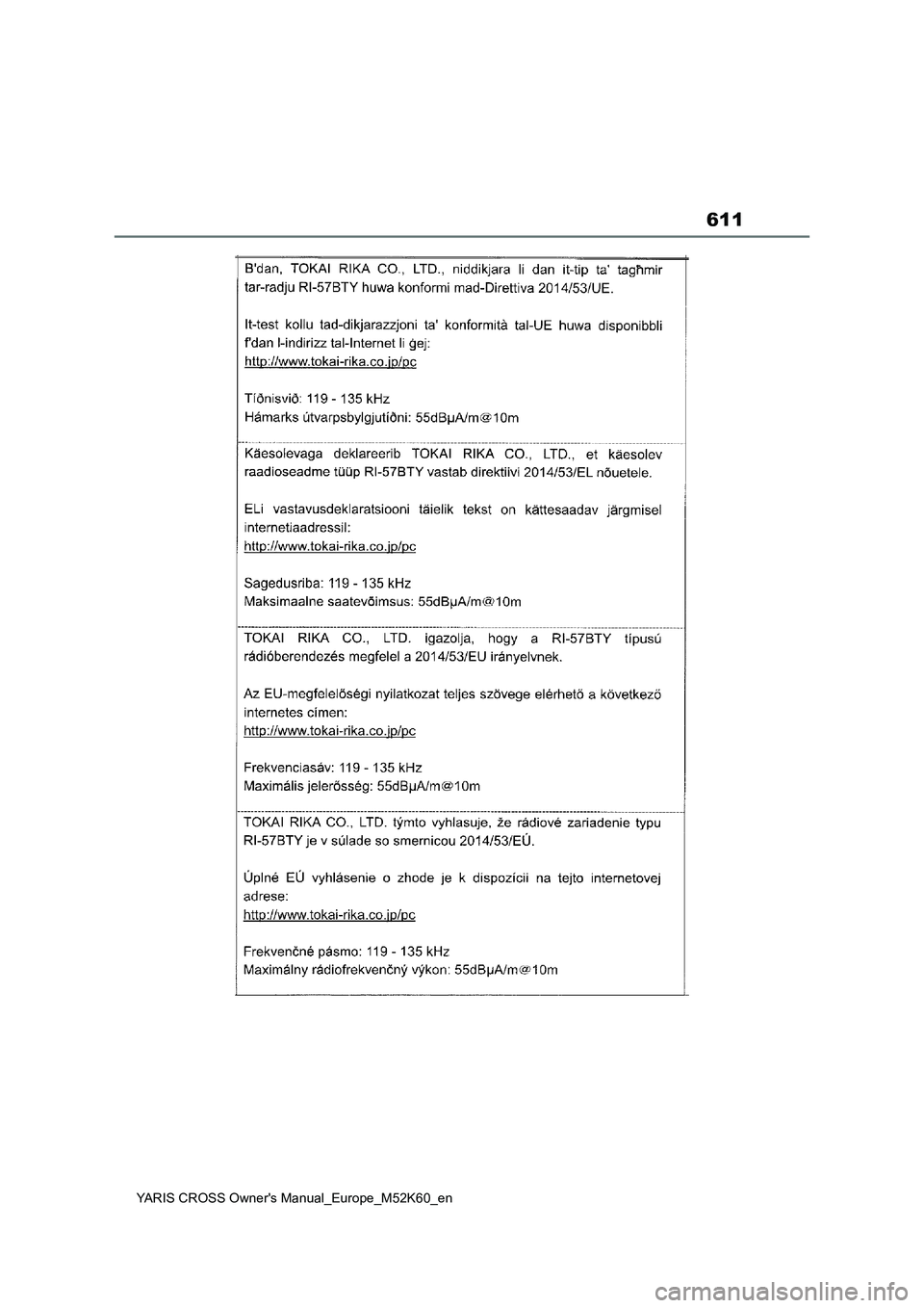 TOYOTA YARIS CROSS 2021  ΟΔΗΓΌΣ ΧΡΉΣΗΣ (in Greek) 611
YARIS CROSS Owners Manual_Europe_M52K60_en 