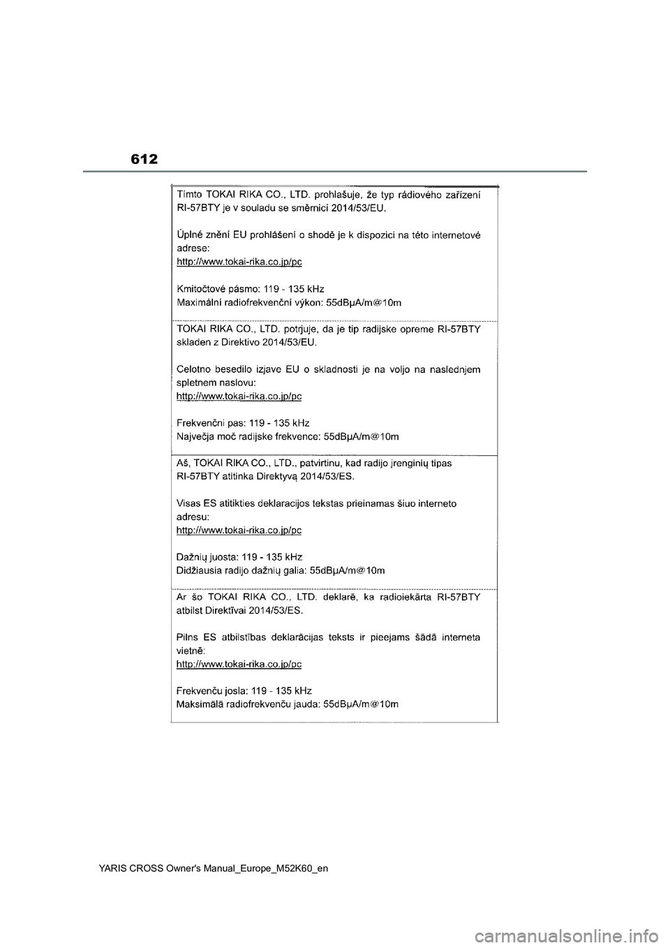 TOYOTA YARIS CROSS 2021  ΟΔΗΓΌΣ ΧΡΉΣΗΣ (in Greek) 612
YARIS CROSS Owners Manual_Europe_M52K60_en 