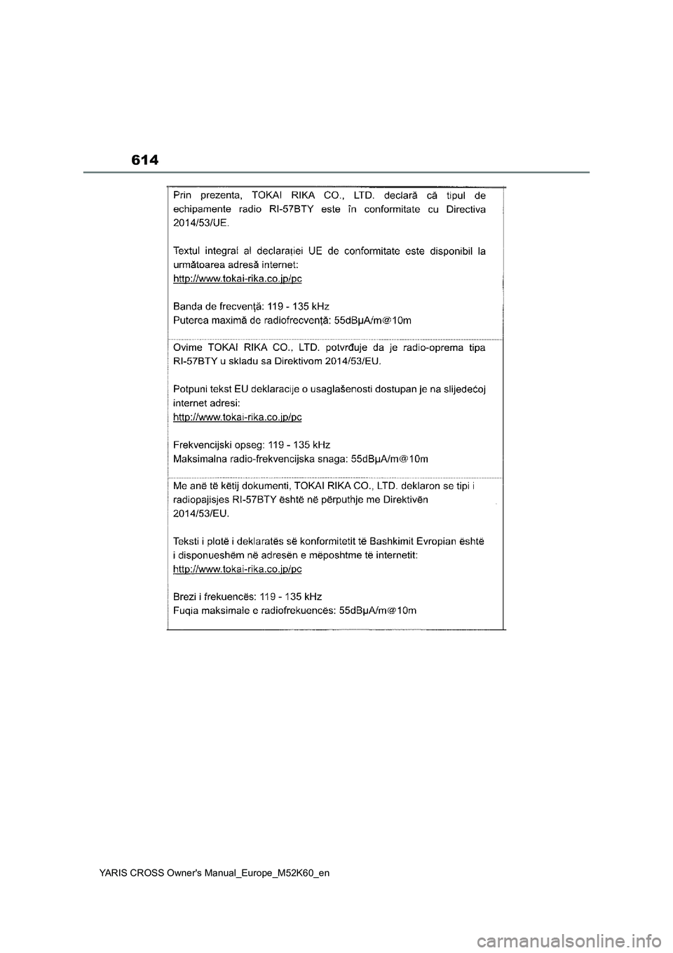 TOYOTA YARIS CROSS 2021  ΟΔΗΓΌΣ ΧΡΉΣΗΣ (in Greek) 614
YARIS CROSS Owners Manual_Europe_M52K60_en 