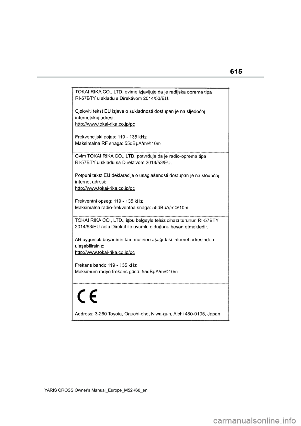 TOYOTA YARIS CROSS 2021  ΟΔΗΓΌΣ ΧΡΉΣΗΣ (in Greek) 615
YARIS CROSS Owners Manual_Europe_M52K60_en 