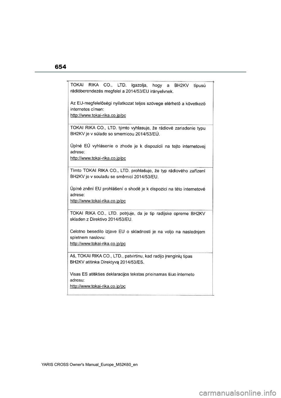 TOYOTA YARIS CROSS 2021  ΟΔΗΓΌΣ ΧΡΉΣΗΣ (in Greek) 654
YARIS CROSS Owners Manual_Europe_M52K60_en 