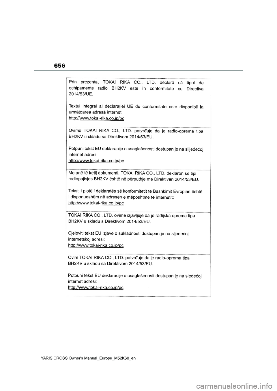 TOYOTA YARIS CROSS 2021  ΟΔΗΓΌΣ ΧΡΉΣΗΣ (in Greek) 656
YARIS CROSS Owners Manual_Europe_M52K60_en 