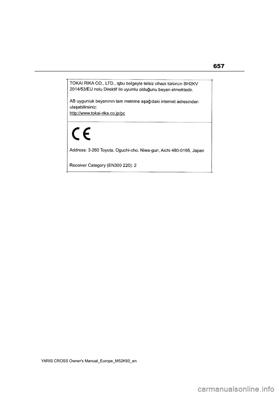 TOYOTA YARIS CROSS 2021  ΟΔΗΓΌΣ ΧΡΉΣΗΣ (in Greek) 657
YARIS CROSS Owners Manual_Europe_M52K60_en 