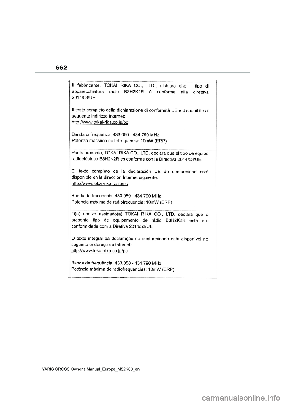 TOYOTA YARIS CROSS 2021  ΟΔΗΓΌΣ ΧΡΉΣΗΣ (in Greek) 662
YARIS CROSS Owners Manual_Europe_M52K60_en 